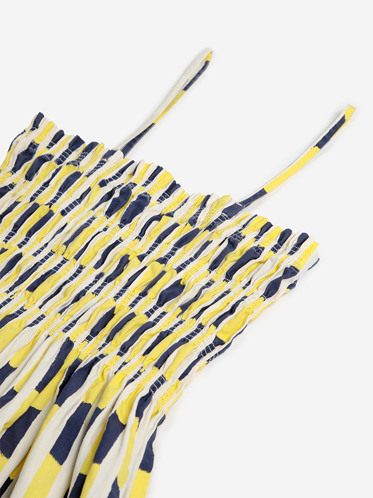 Bobo Choses Brush Strokes Dress in Blue Yellow