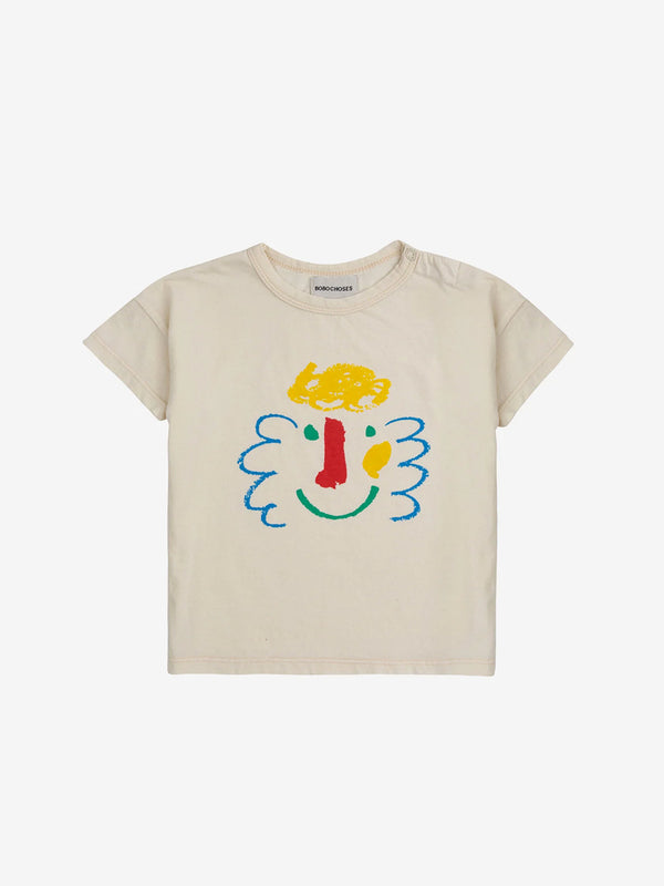 Bobo Choses Happy Mask T-Shirt in Off White