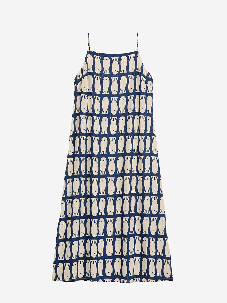 Bobo Choses Lucky Fish Dress in Blue White