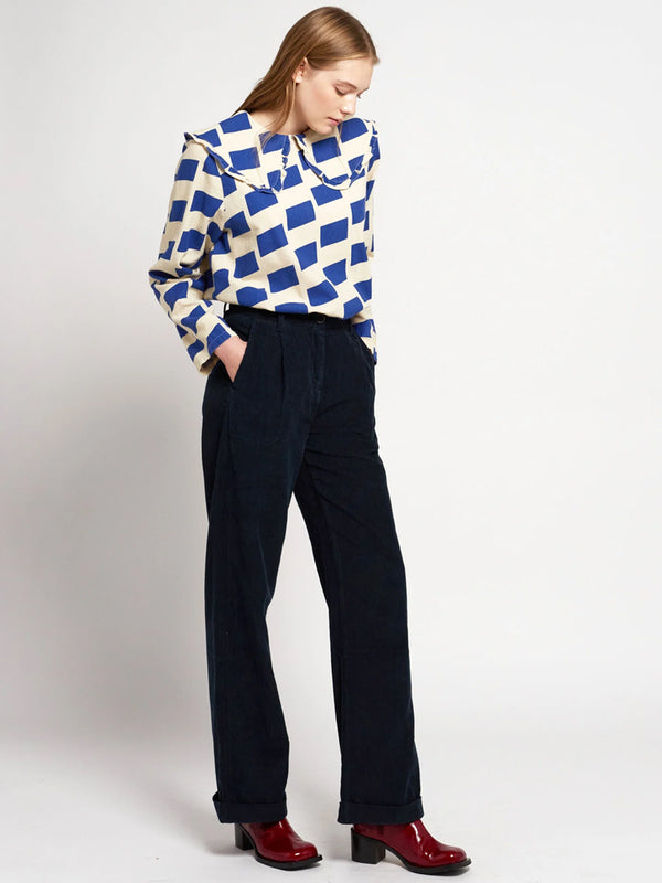 Bobo Choses Pleated Cord Trouser in Navy