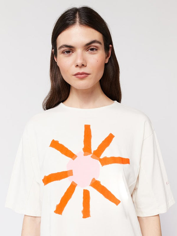 Bobo Choses Sun Boxy T-Shirt in White Orange