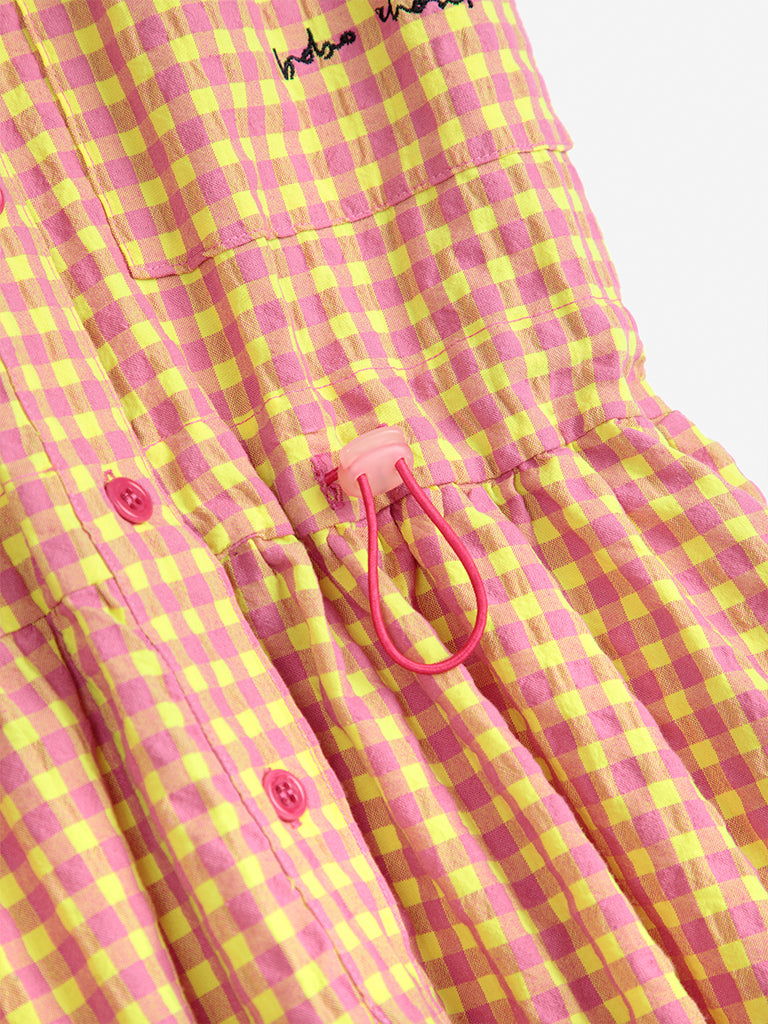 Bobo Choses Vichy Shirt Dress in Yellow Pink