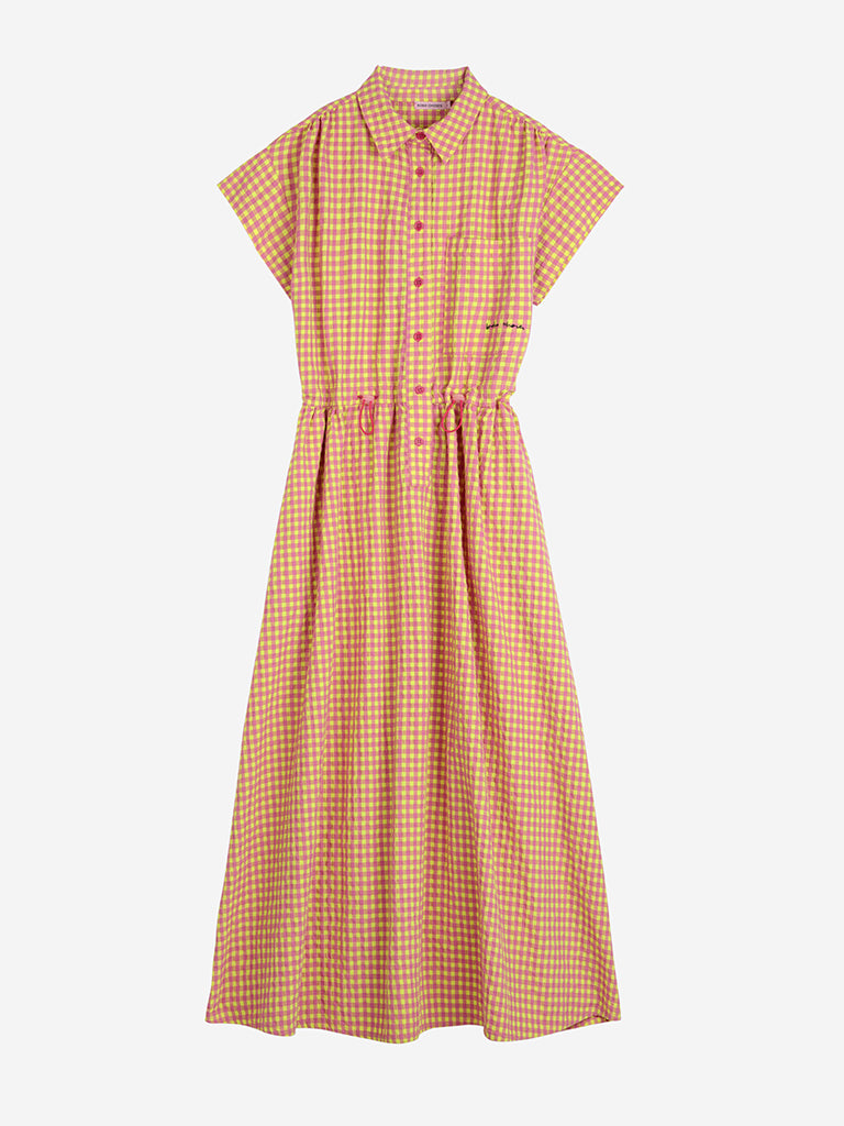 Bobo Choses Vichy Shirt Dress in Yellow Pink