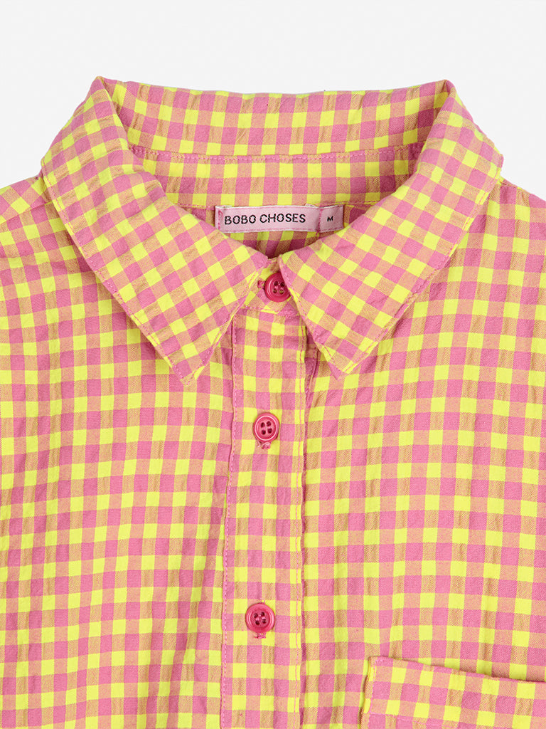 Bobo Choses Vichy Shirt Dress in Yellow Pink