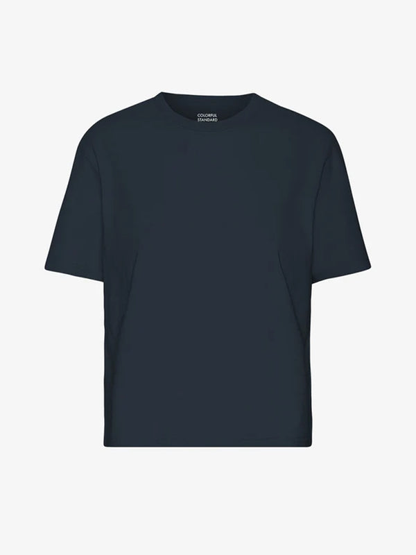 Colorful Standard Organic Boxy Crop T-Shirt in Navy Blue