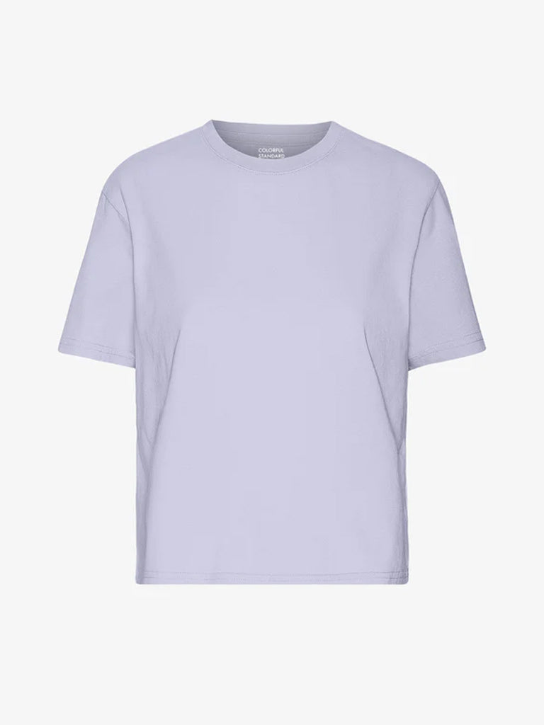 Colorful Standard Organic Boxy Crop T-Shirt in Soft Lavender