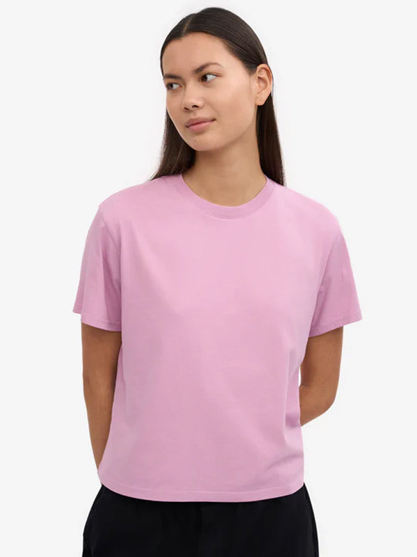 Colorful Standard Organic Boxy Crop T-Shirt in Cherry Blossom