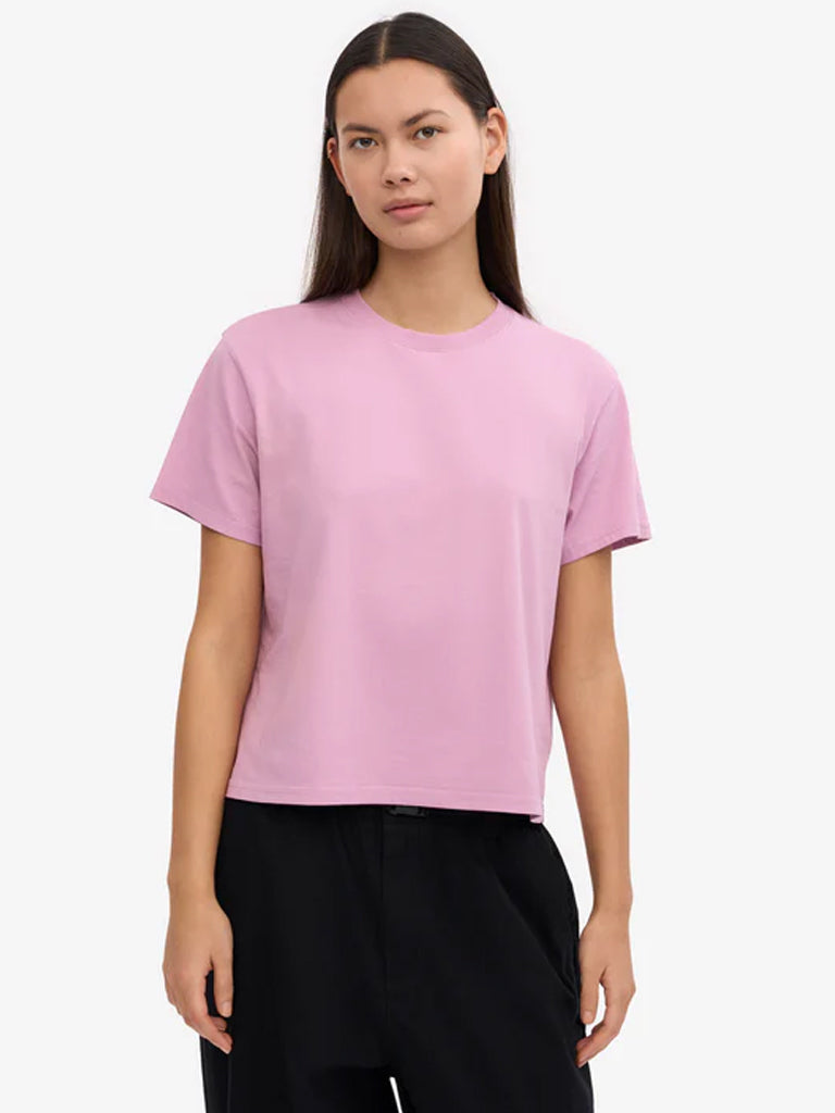 Colorful Standard Organic Boxy Crop T-Shirt in Cherry Blossom