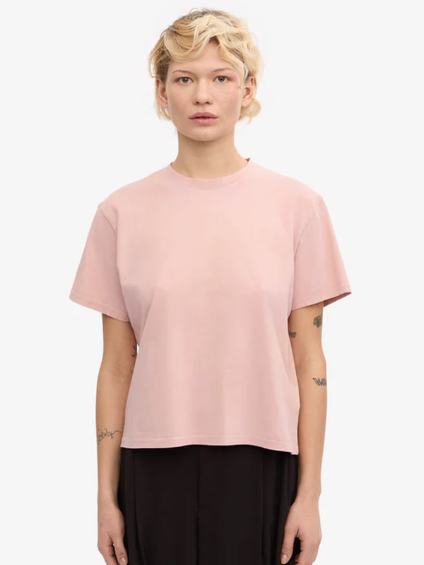 Colorful Standard Organic Boxy Crop T-Shirt in Faded Pink