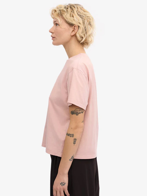 Colorful Standard Organic Boxy Crop T-Shirt in Faded Pink