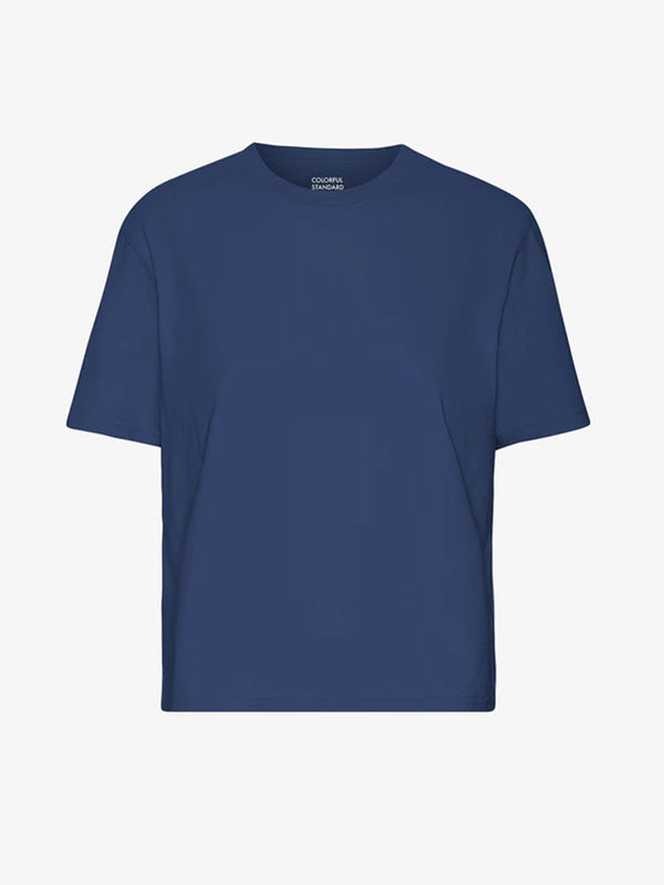 Colorful Standard Organic Boxy Crop T-Shirt in Marine Blue