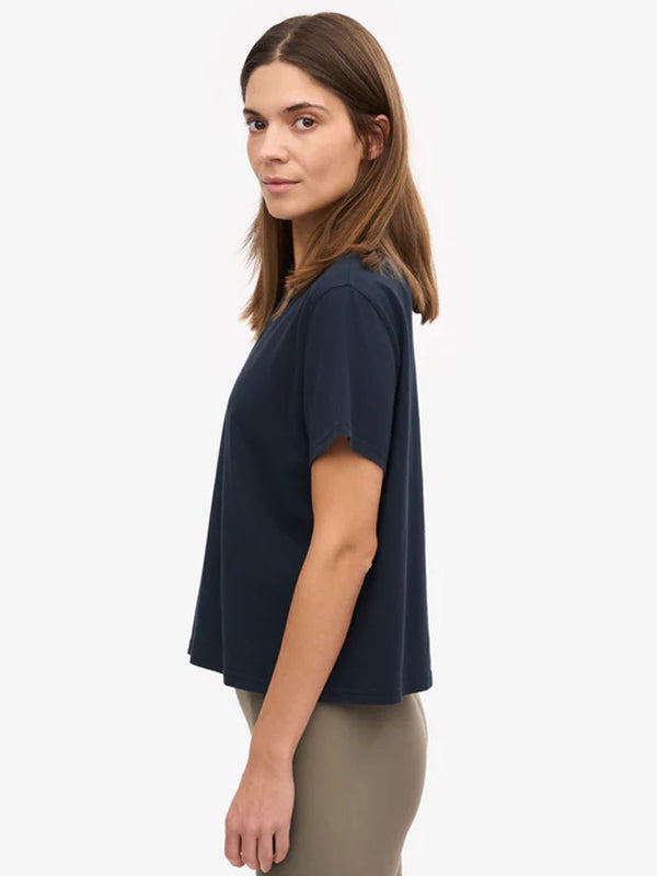 Colorful Standard Organic Boxy Crop T-Shirt in Navy Blue