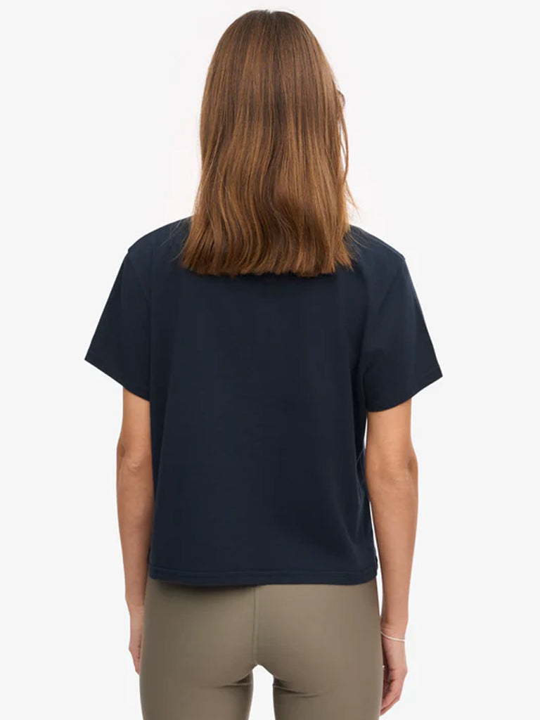 Colorful Standard Organic Boxy Crop T-Shirt in Navy Blue