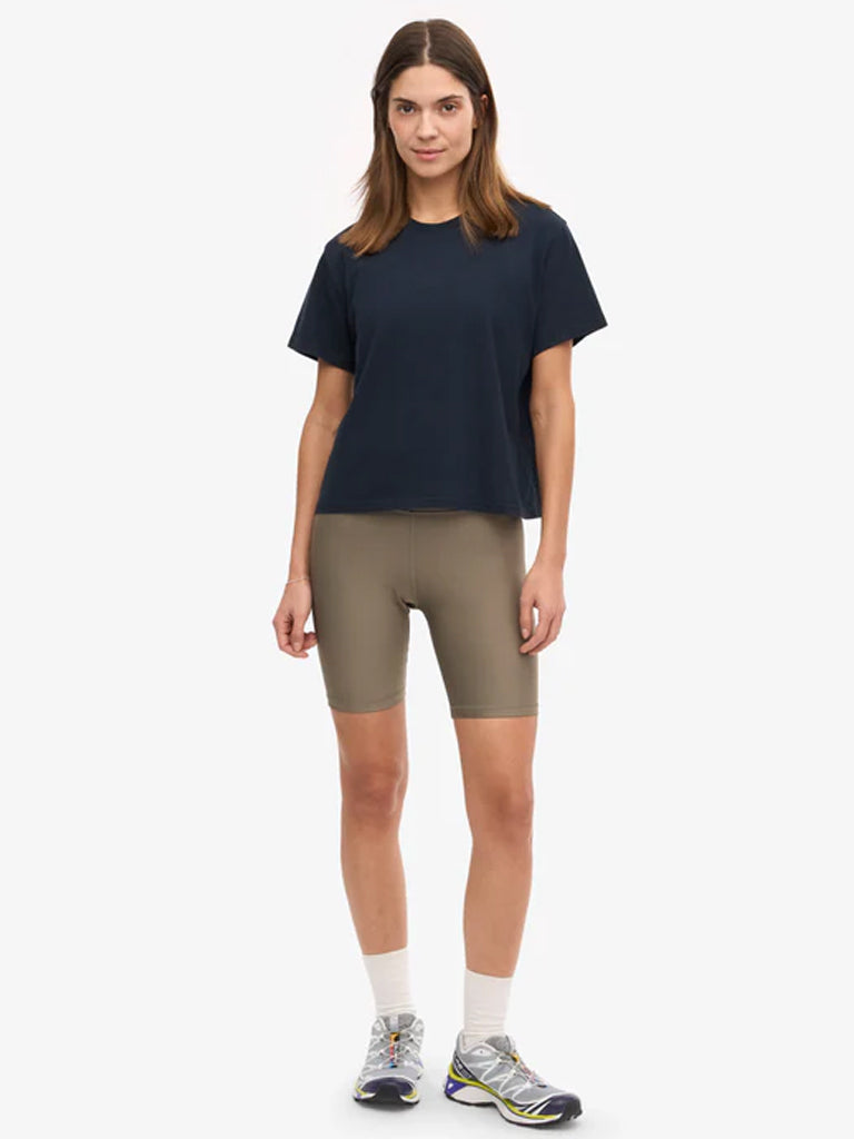 Colorful Standard Organic Boxy Crop T-Shirt in Navy Blue