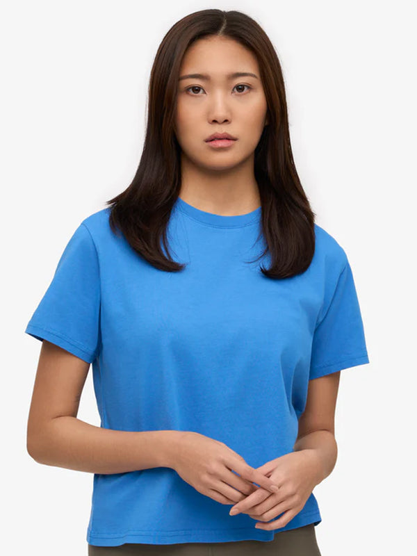 Colorful Standard Organic Boxy Crop T-Shirt in Pacific Blue