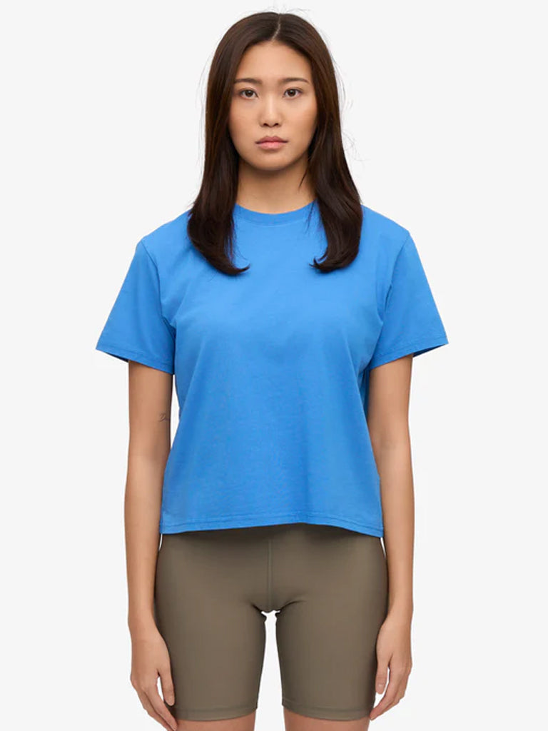 Colorful Standard Organic Boxy Crop T-Shirt in Pacific Blue