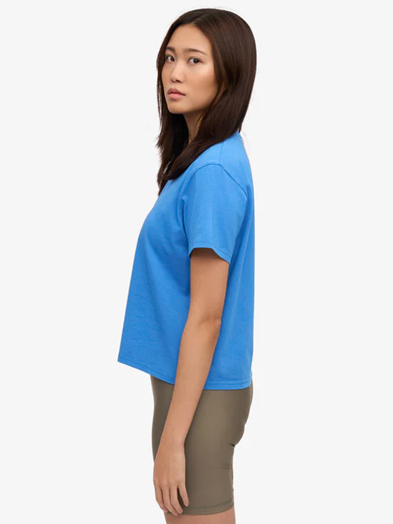 Colorful Standard Organic Boxy Crop T-Shirt in Pacific Blue