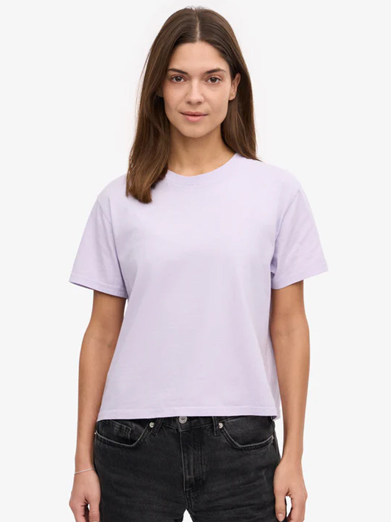 Colorful Standard Organic Boxy Crop T-Shirt in Soft Lavender