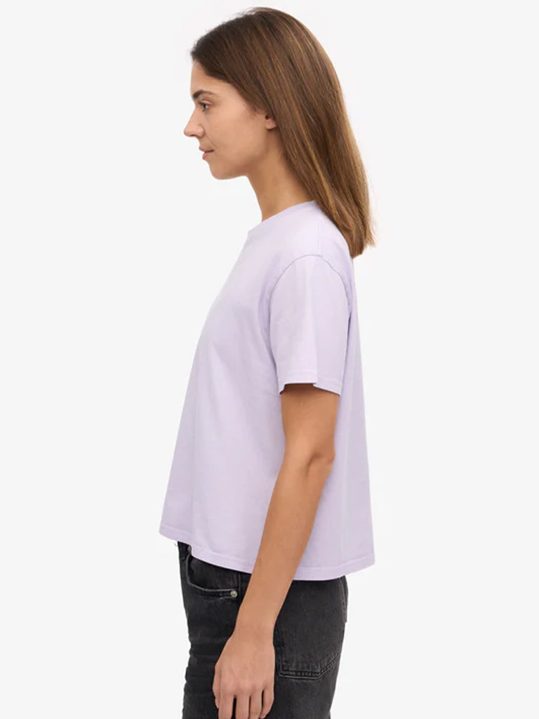 Colorful Standard Organic Boxy Crop T-Shirt in Soft Lavender