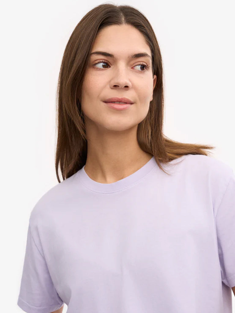 Colorful Standard Organic Boxy Crop T-Shirt in Soft Lavender