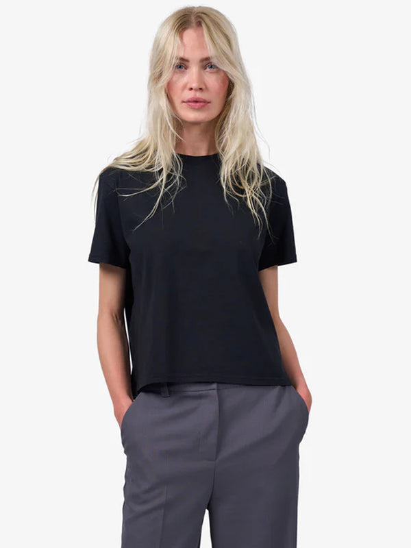 Colorful Standard Organic Boxy Crop T-Shirt in Navy Blue