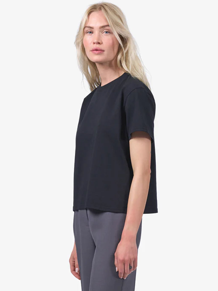 Colorful Standard Organic Boxy Crop T-Shirt in Navy Blue