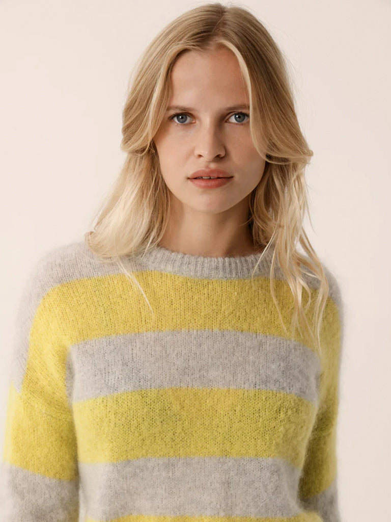 Des Petits Hauts Banelle Stripe Sweater in Gris Chine Luciole