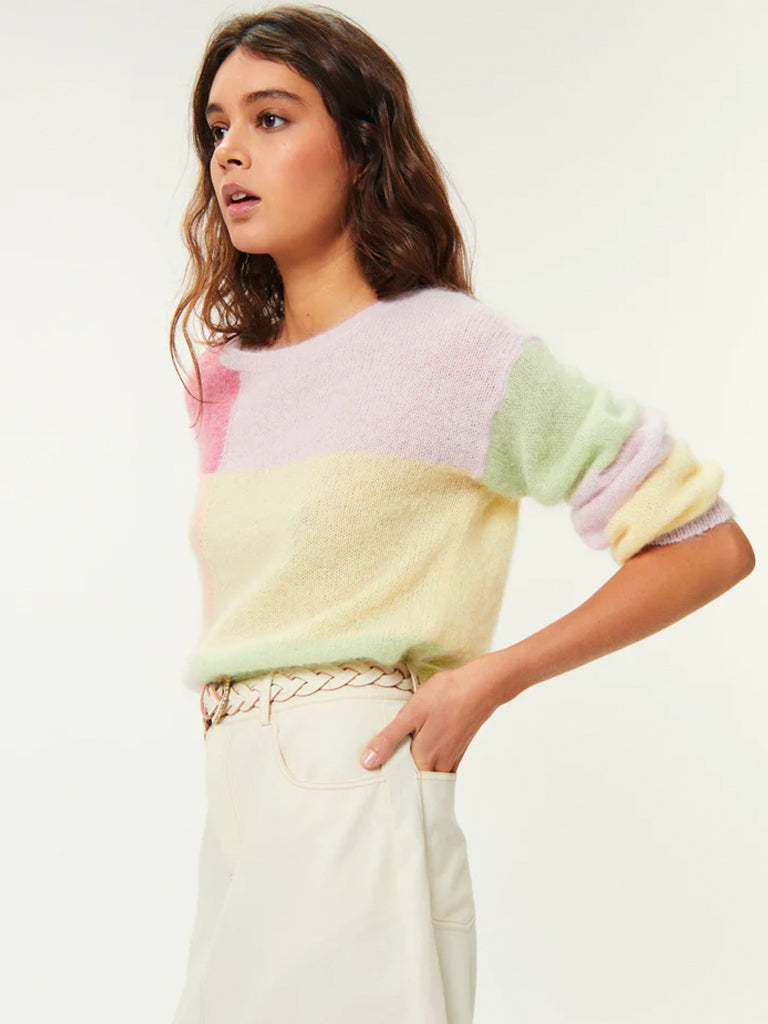 Des Petits Hauts Bradley Check Sweater in Pastel Multi
