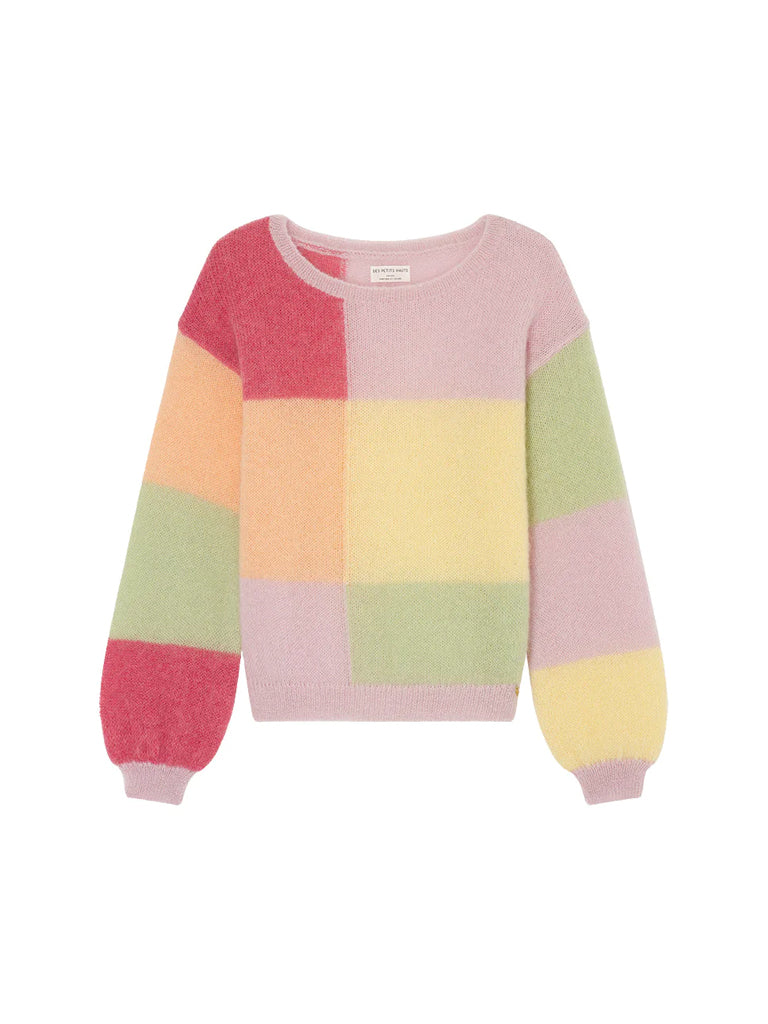 Des Petits Hauts Bradley Check Sweater in Pastel Multi