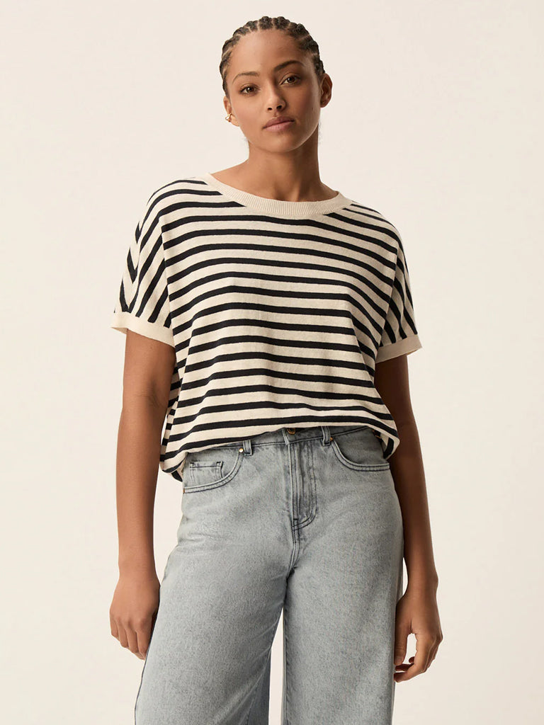 Des Petits Hauts Alexi Stripe Top in Cream Marine