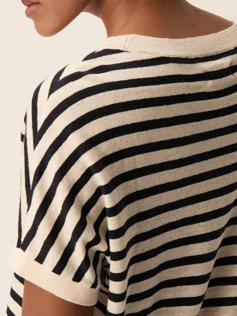 Des Petits Hauts Alexi Stripe Top in Cream Marine