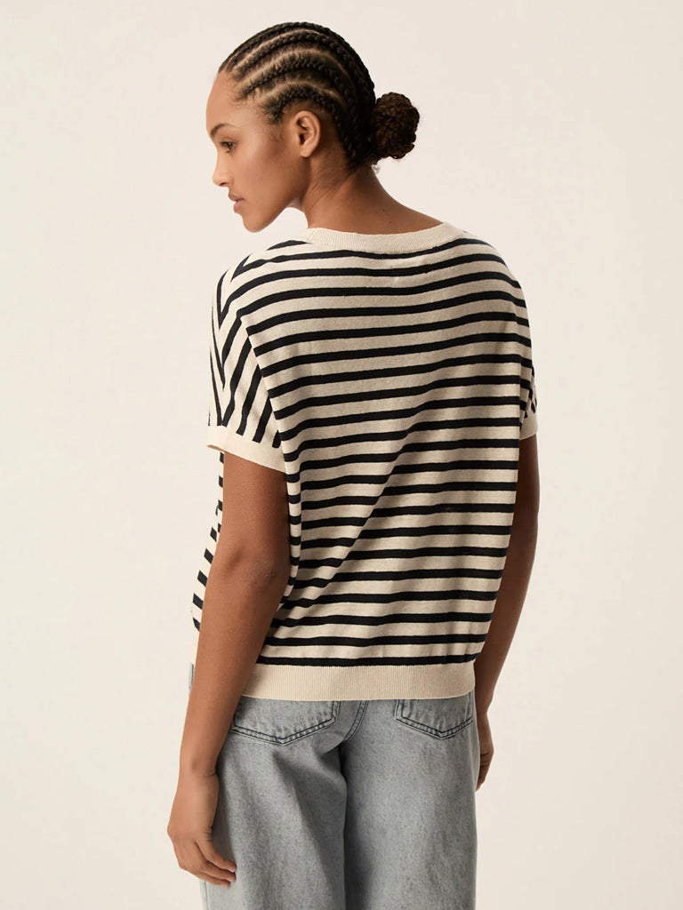 Des Petits Hauts Alexi Stripe Top in Cream Marine