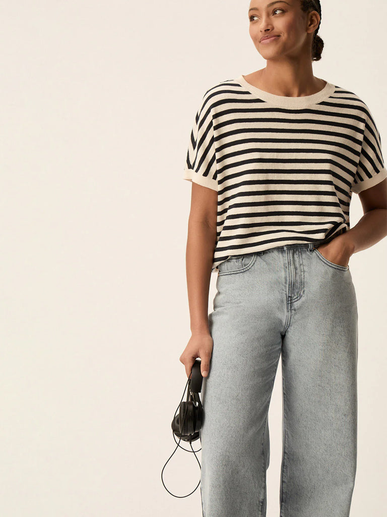 Des Petits Hauts Alexi Stripe Top in Cream Marine