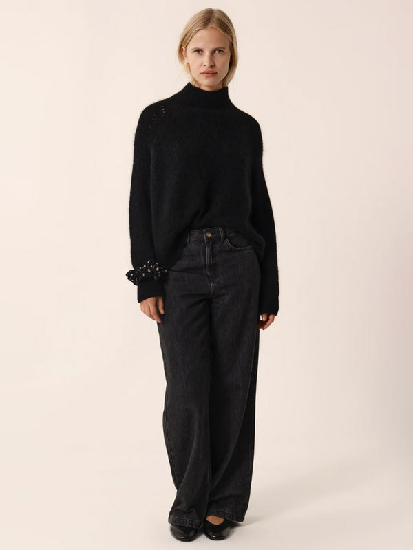 Des Petits Hauts Bergamote Long Sweater in Black