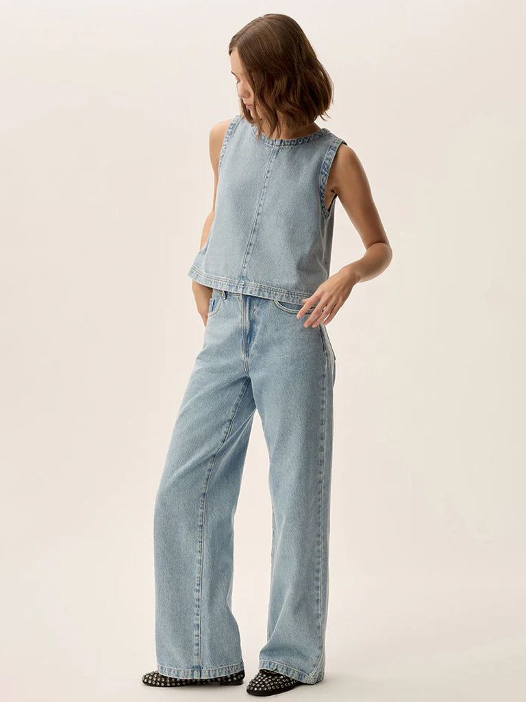 Des Petits Hauts Louzou Top in Bleach Denim