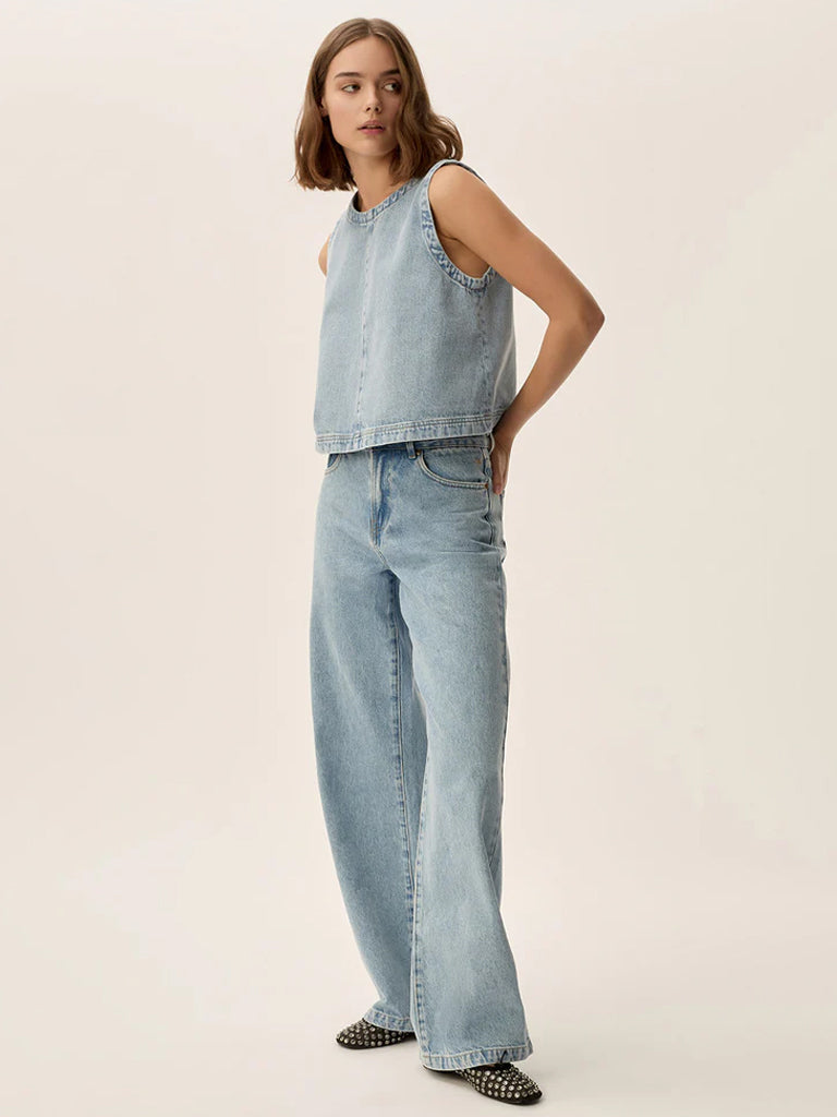 Des Petits Hauts Louzou Top in Bleach Denim