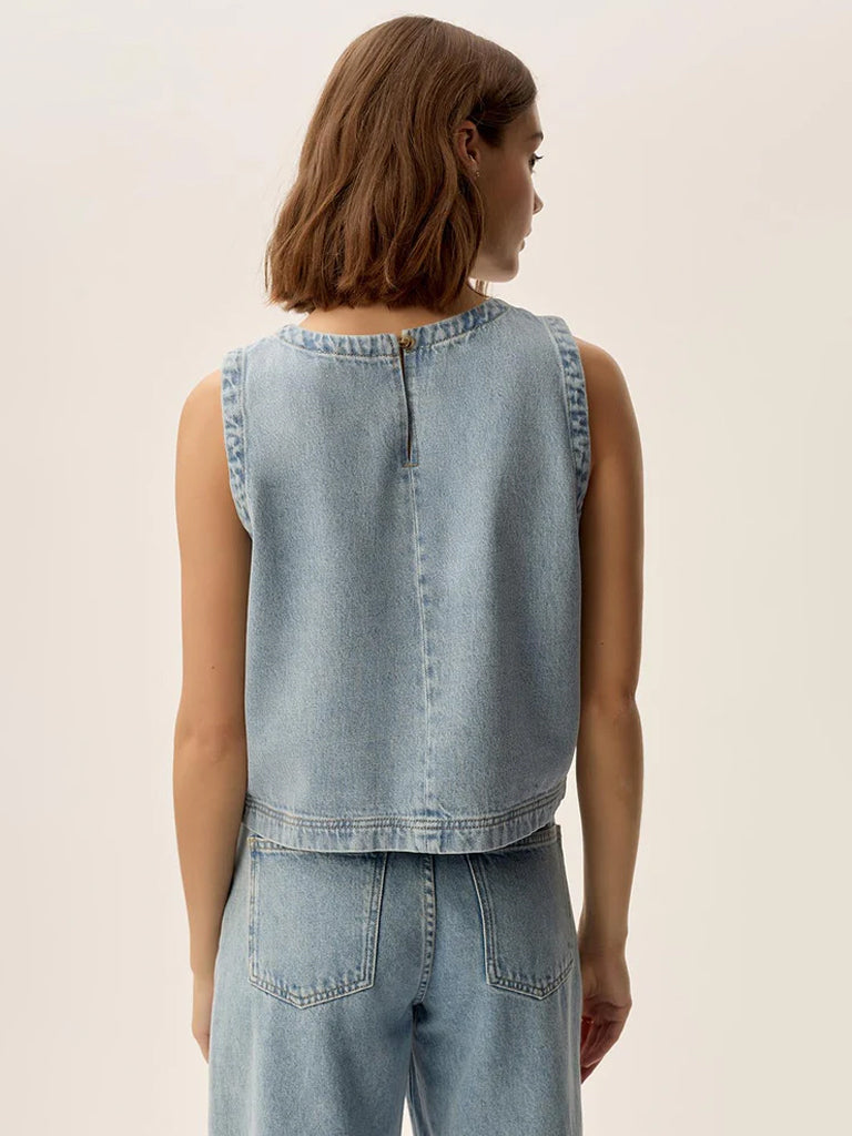 Des Petits Hauts Louzou Top in Bleach Denim