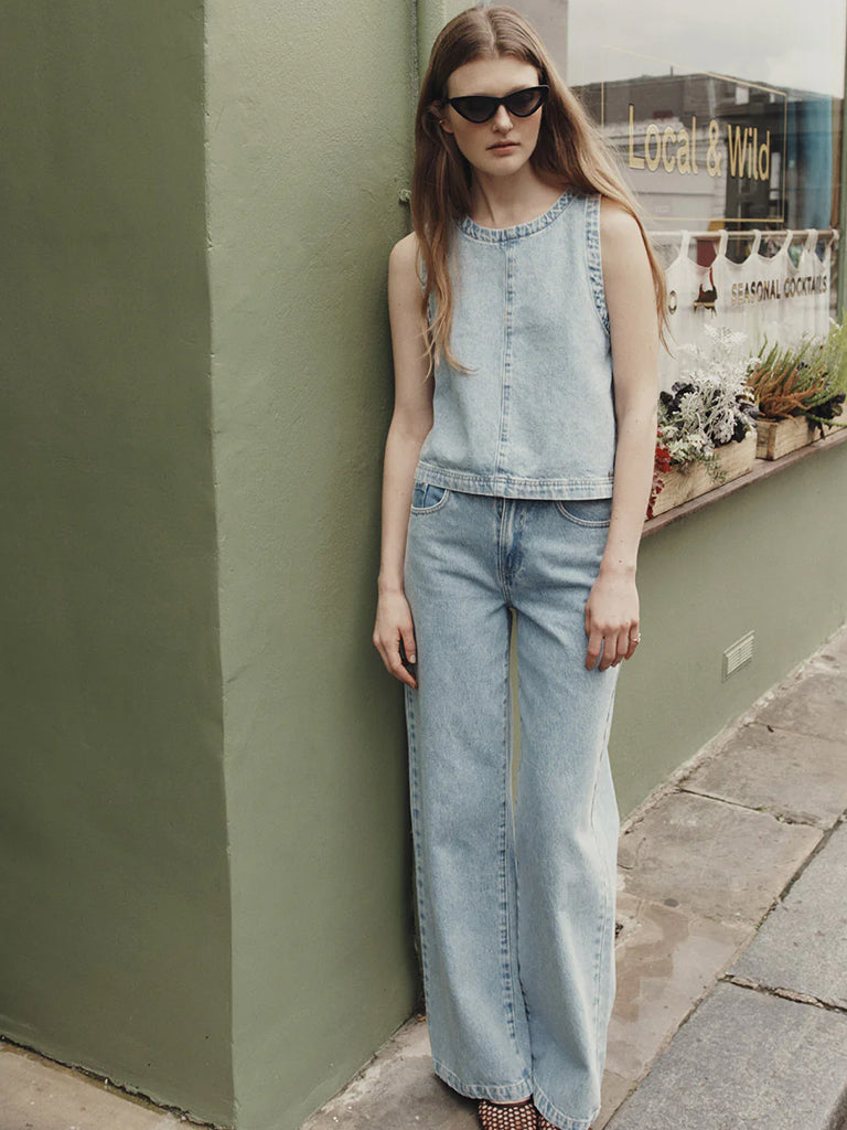 Des Petits Hauts Louzou Top in Bleach Denim