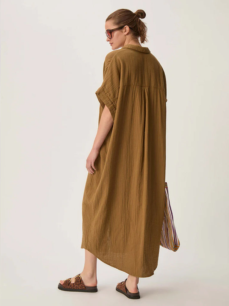 Des Petits Hauts Sophane Shirt Dress in Olive