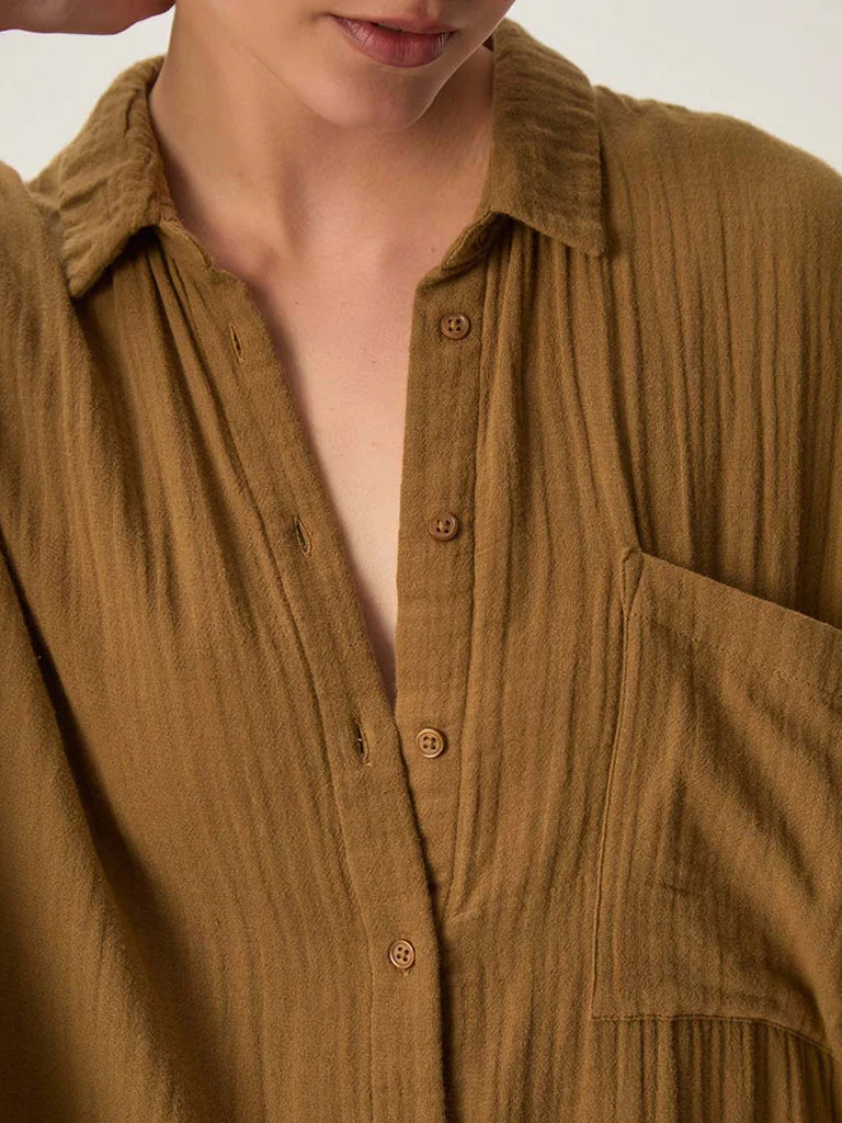 Des Petits Hauts Sophane Shirt Dress in Olive
