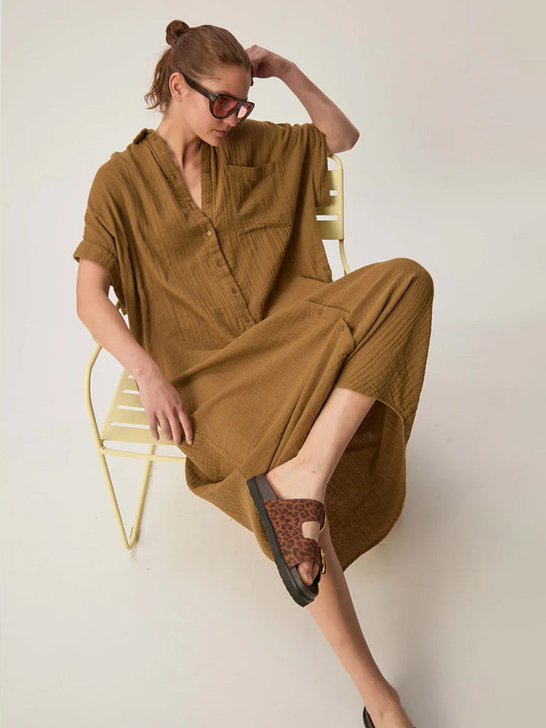 Des Petits Hauts Sophane Shirt Dress in Olive