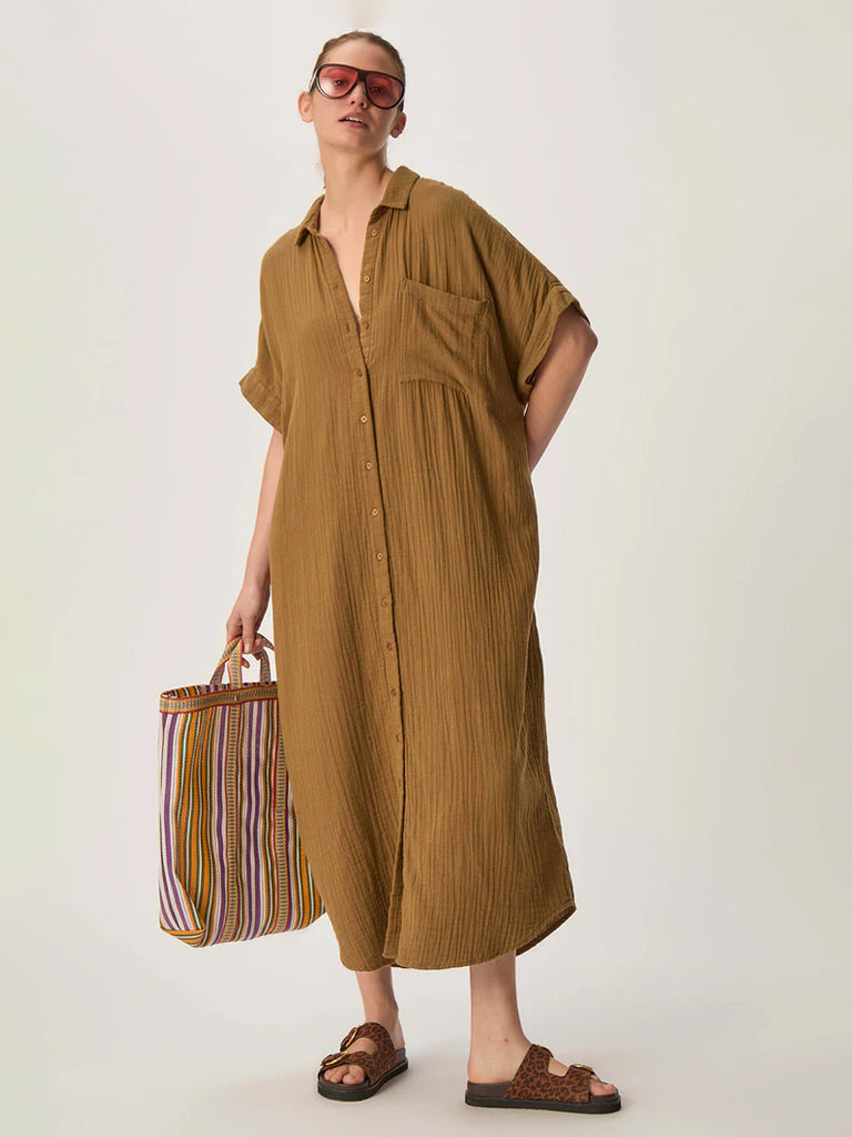 Des Petits Hauts Sophane Shirt Dress in Olive