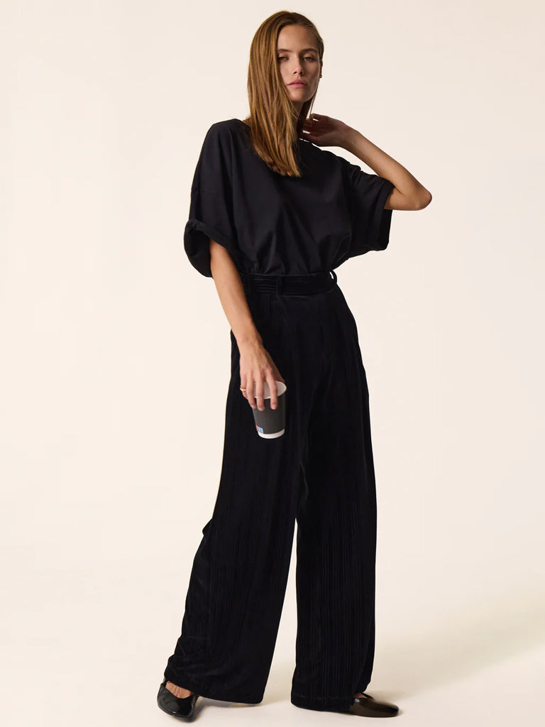 Des Petits Hauts Zofia Devore Trousers in Black