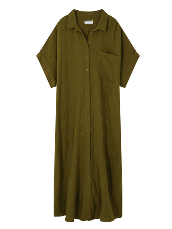 Des Petits Hauts Sophane Shirt Dress in Olive