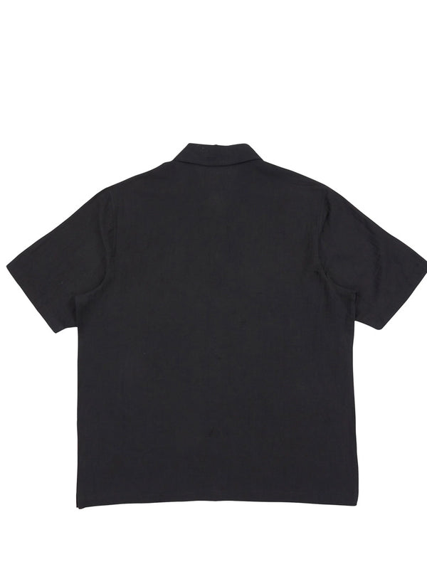Folk Gabe Shirt in Black Linen Grid