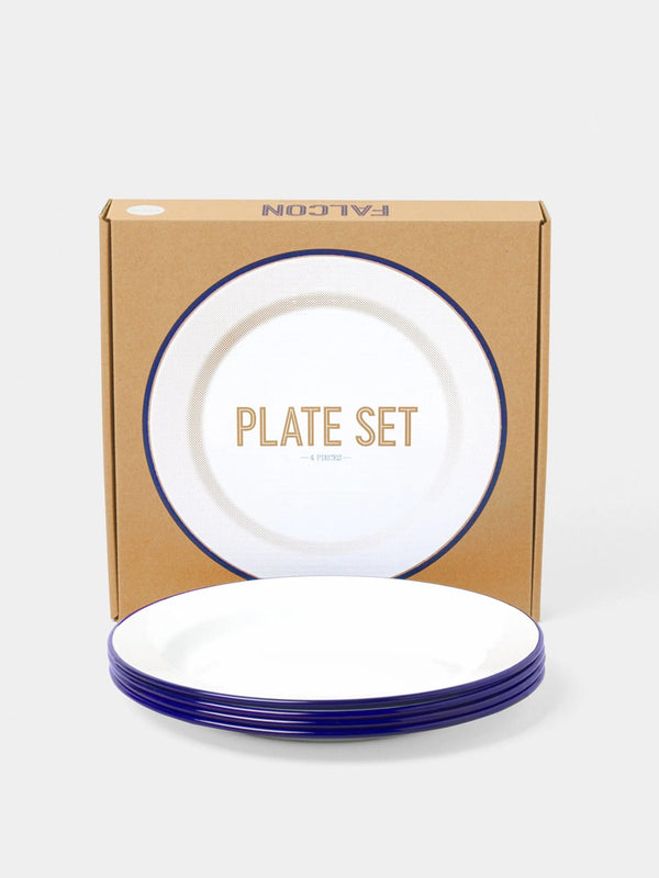 Falcon Set of 4 Plates in White Blue