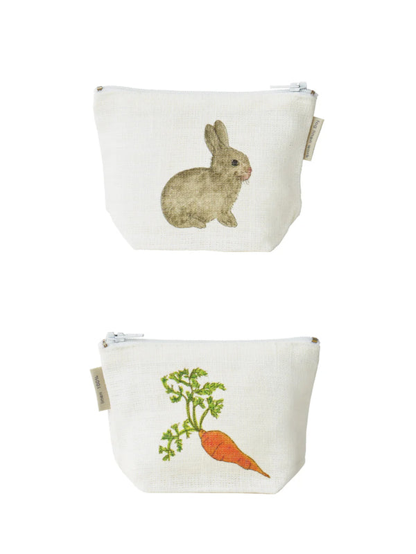 Fog Linen Work Isabelle Boinot Pouch in Rabbit & Carrot