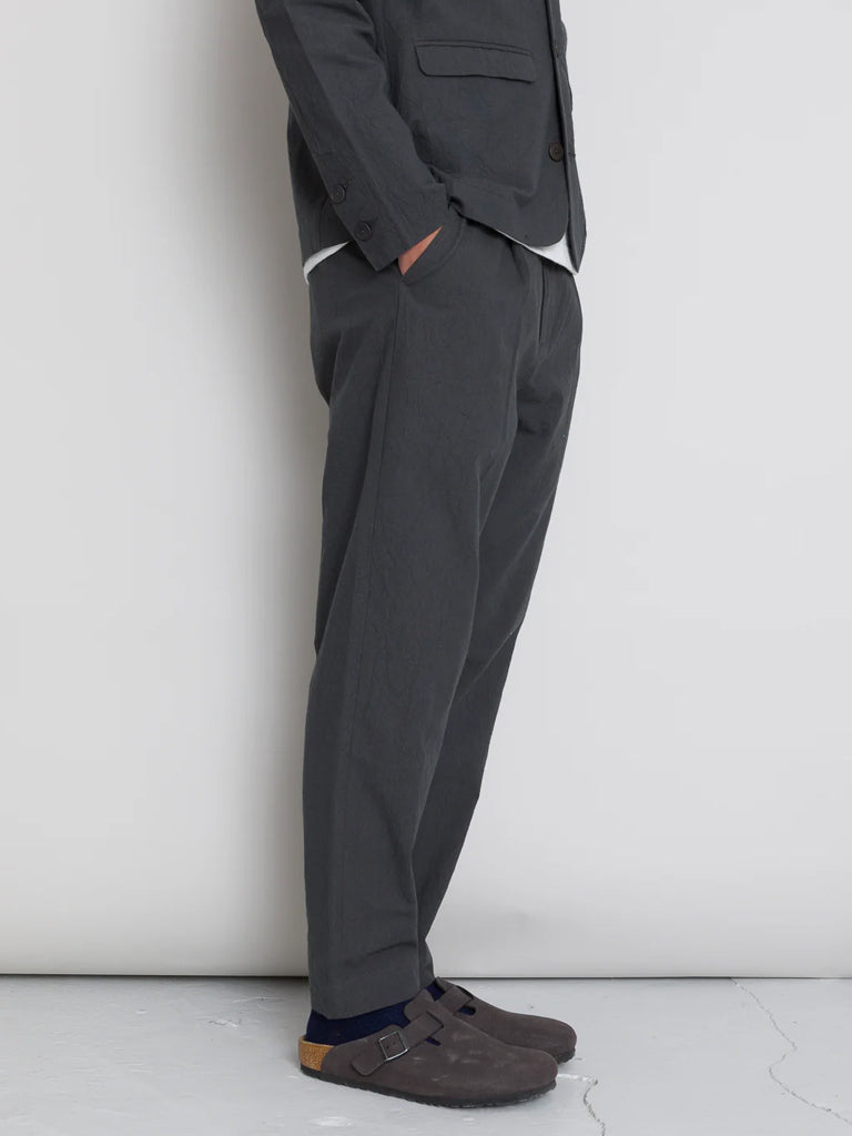 Folk Assembly Suit Trouser in Graphite Crinkle