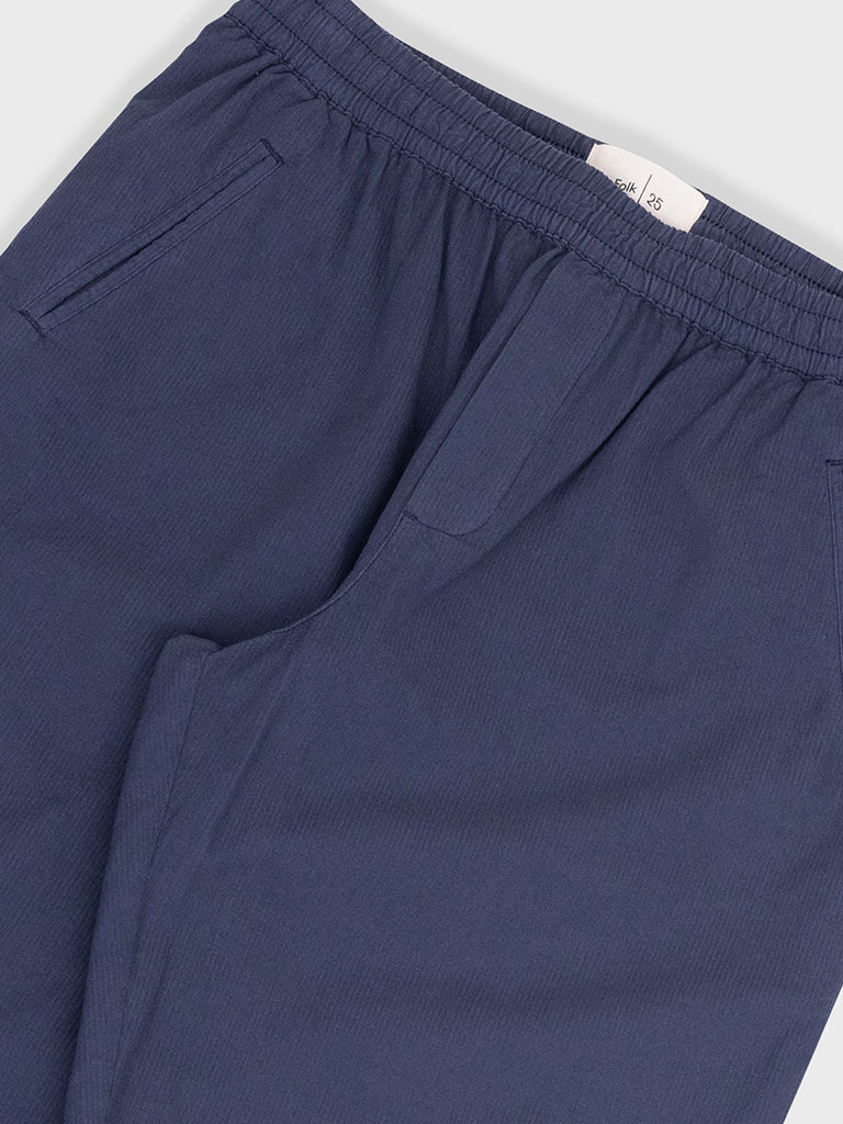 Folk Assembly Trouser in Navy Mini Stripe