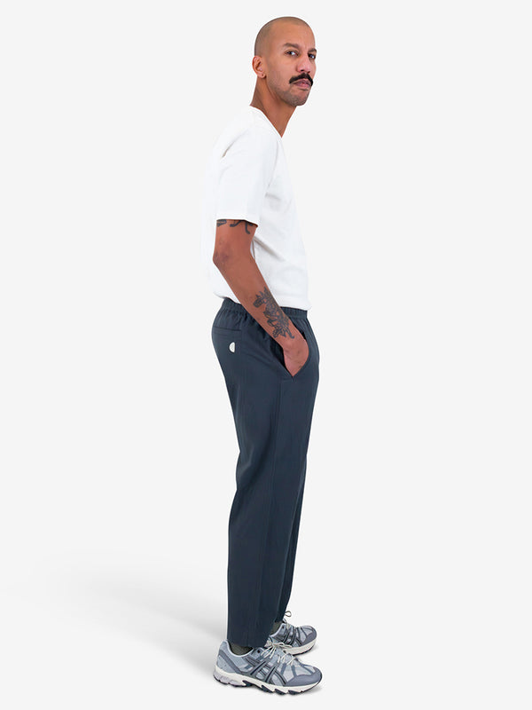Folk Assembly Trouser in Navy Mini Stripe